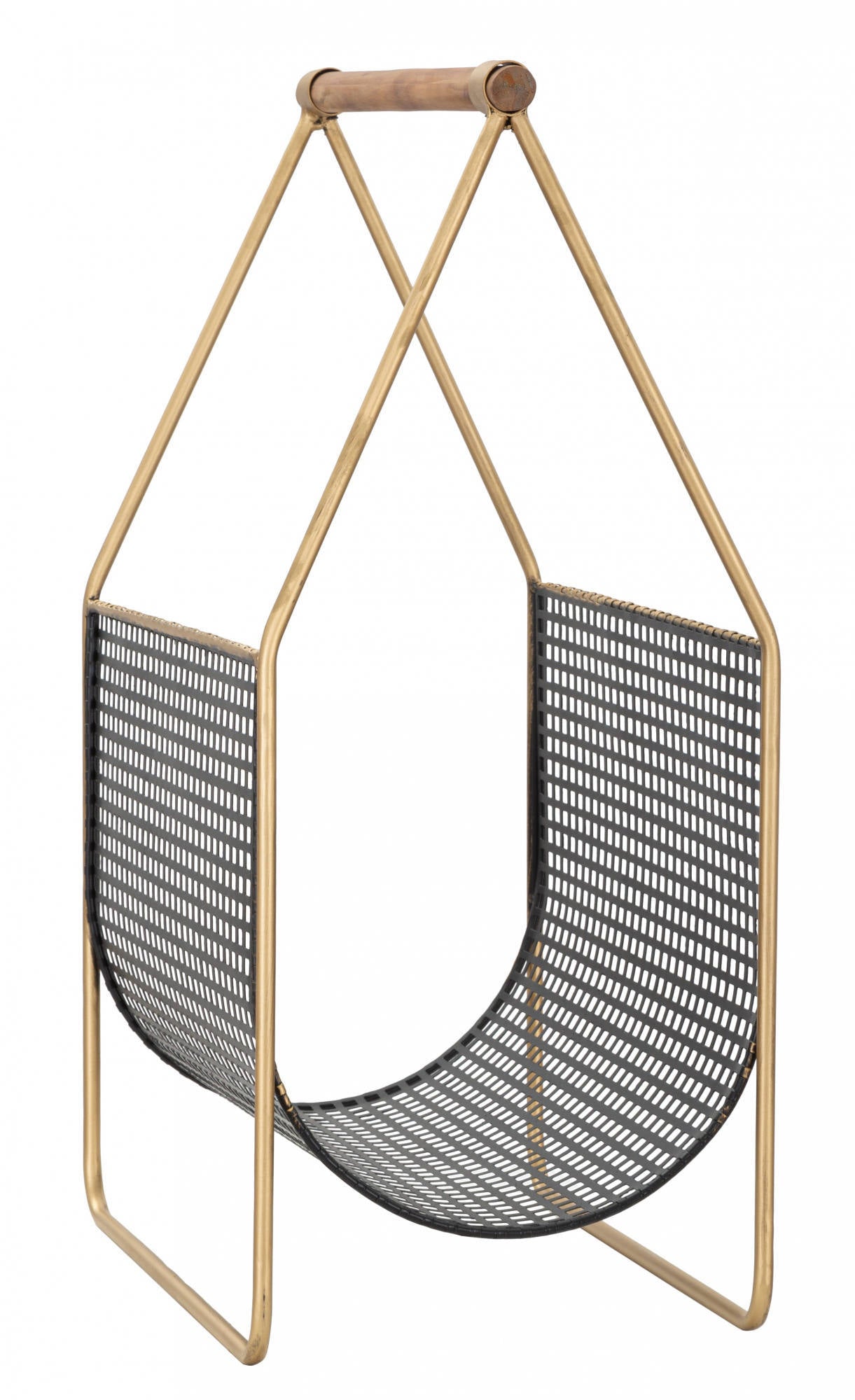 Portariviste, struttura in legno di abete e metallo, colore nero, Misure 23 x 54,5 x 37 cm