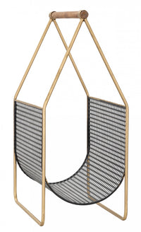 Portariviste, struttura in legno di abete e metallo, colore nero, Misure 23 x 54,5 x 37 cm