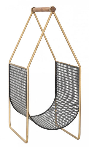 Portariviste, struttura in legno di abete e metallo, colore nero, Misure 23 x 54,5 x 37 cm