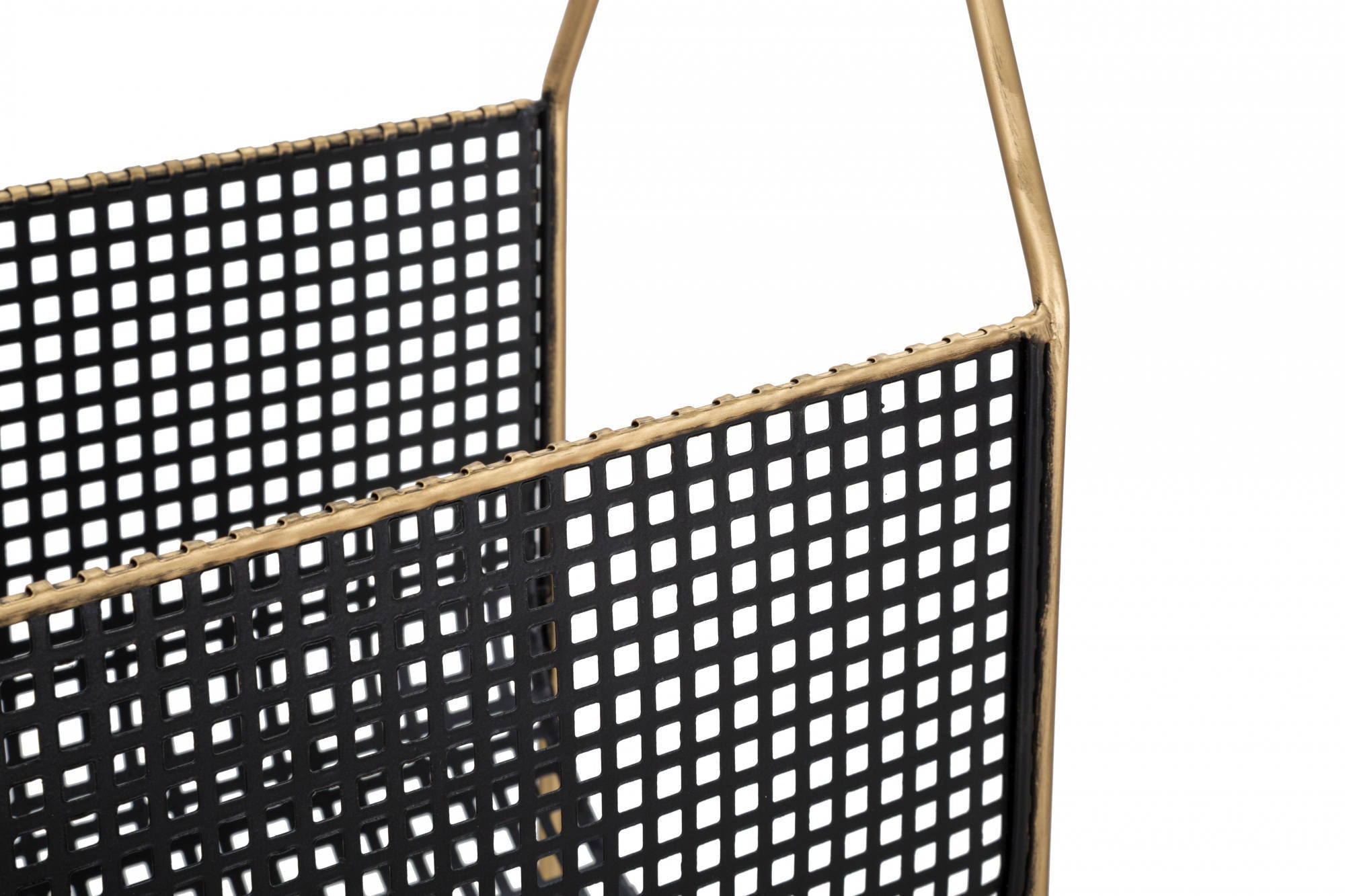 Portariviste, struttura in legno di abete e metallo, colore nero, Misure 23 x 54,5 x 37 cm