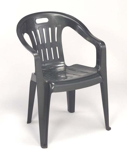 Sedia da esterno Aringa, Seduta da giardino, Sedia per tavolo da pranzo, Poltrona outdoor, 100 % Made in Italy, Cm 56x55h78, Antracite