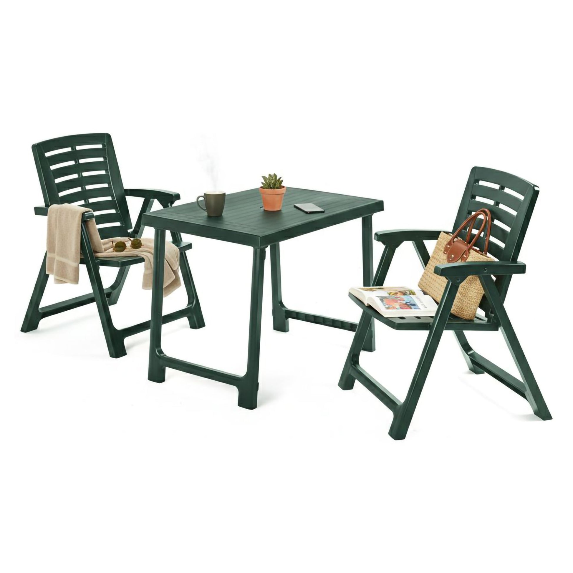 Salottino Outdoor Lithia, set Salotto da Esterno 2 Posti Made in Italy, Verde Antracite