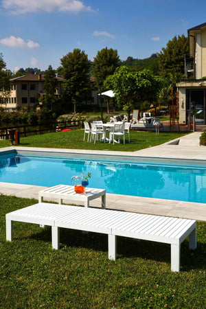 Lettino prendisole Ababahi, Sdraio da giardino regolabile, Lettino da esterno, 100 % Made in Italy, Cm 195x65h78, Bianco