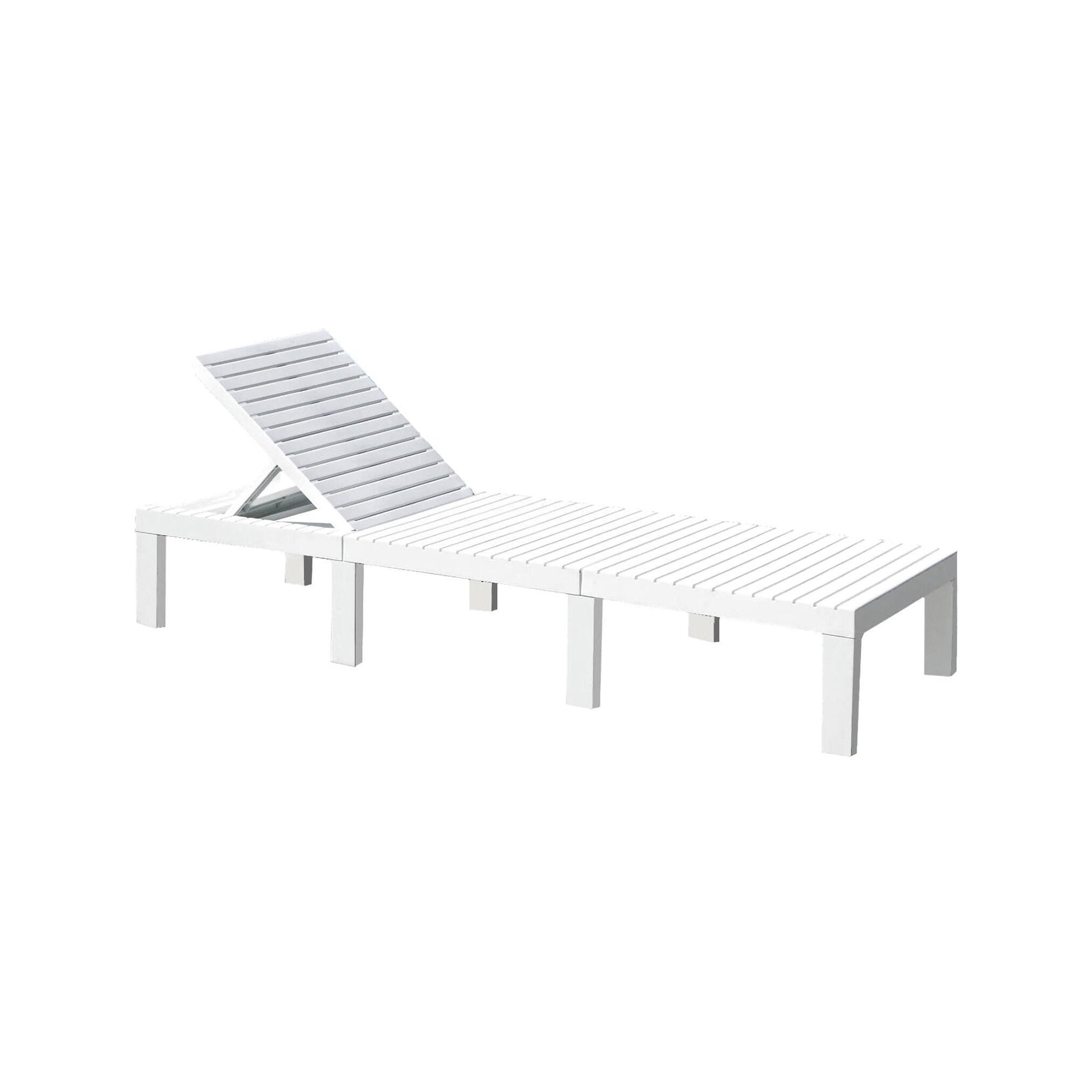 Lettino prendisole Ababahi, Sdraio da giardino regolabile, Lettino da esterno, 100 % Made in Italy, Cm 195x65h78, Bianco