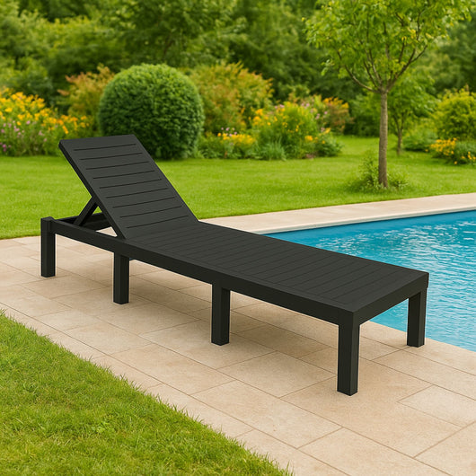 Lettino prendisole Ababahi, Sdraio da giardino regolabile, Lettino da esterno, 100 % Made in Italy, Cm 195x65h78, Antracite