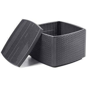 Set salotto da esterno 0, Set da giardino con cuscini composto da 2 poltrone, 1 divano e 1 tavolino, Salottino indoor, 100% Made in Italy, Cm 128x67h77, Antracite