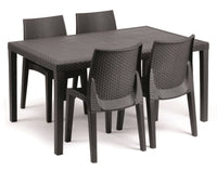 Sedia da esterno Ares, Seduta da giardino, Sedia per tavolo da pranzo, Poltrona outdoor effetto rattan, 100 % Made in Italy, Set da 4, Cm 48x55h86, Antracite