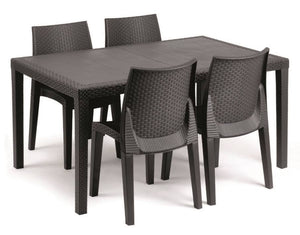 Sedia da esterno Ares, Seduta da giardino, Sedia per tavolo da pranzo, Poltrona outdoor effetto rattan, 100 % Made in Italy, Set da 4, Cm 48x55h86, Antracite