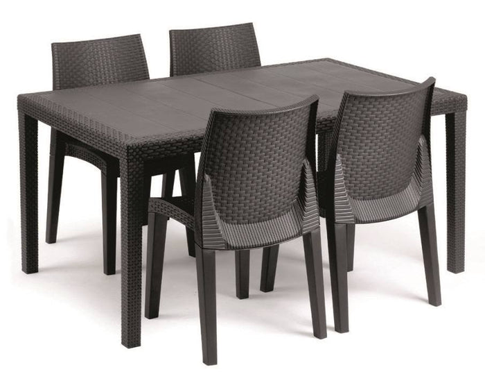 Sedia da esterno Ares, Seduta da giardino, Sedia per tavolo da pranzo, Poltrona outdoor effetto rattan, 100 % Made in Italy, Set da 4, Cm 48x55h86, Antracite