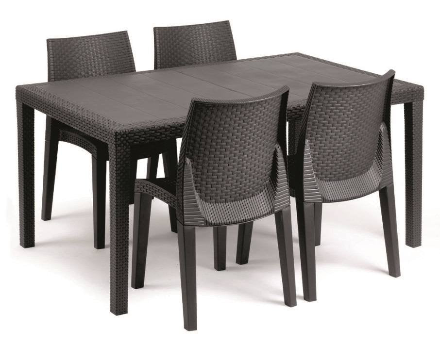 Sedia da esterno Ares, Seduta da giardino, Sedia per tavolo da pranzo, Poltrona outdoor effetto rattan, 100 % Made in Italy, Set da 4, Cm 48x55h86, Antracite