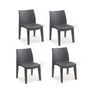 Sedia da esterno Ares, Seduta da giardino, Sedia per tavolo da pranzo, Poltrona outdoor effetto rattan, 100 % Made in Italy, Set da 4, Cm 48x55h86, Antracite