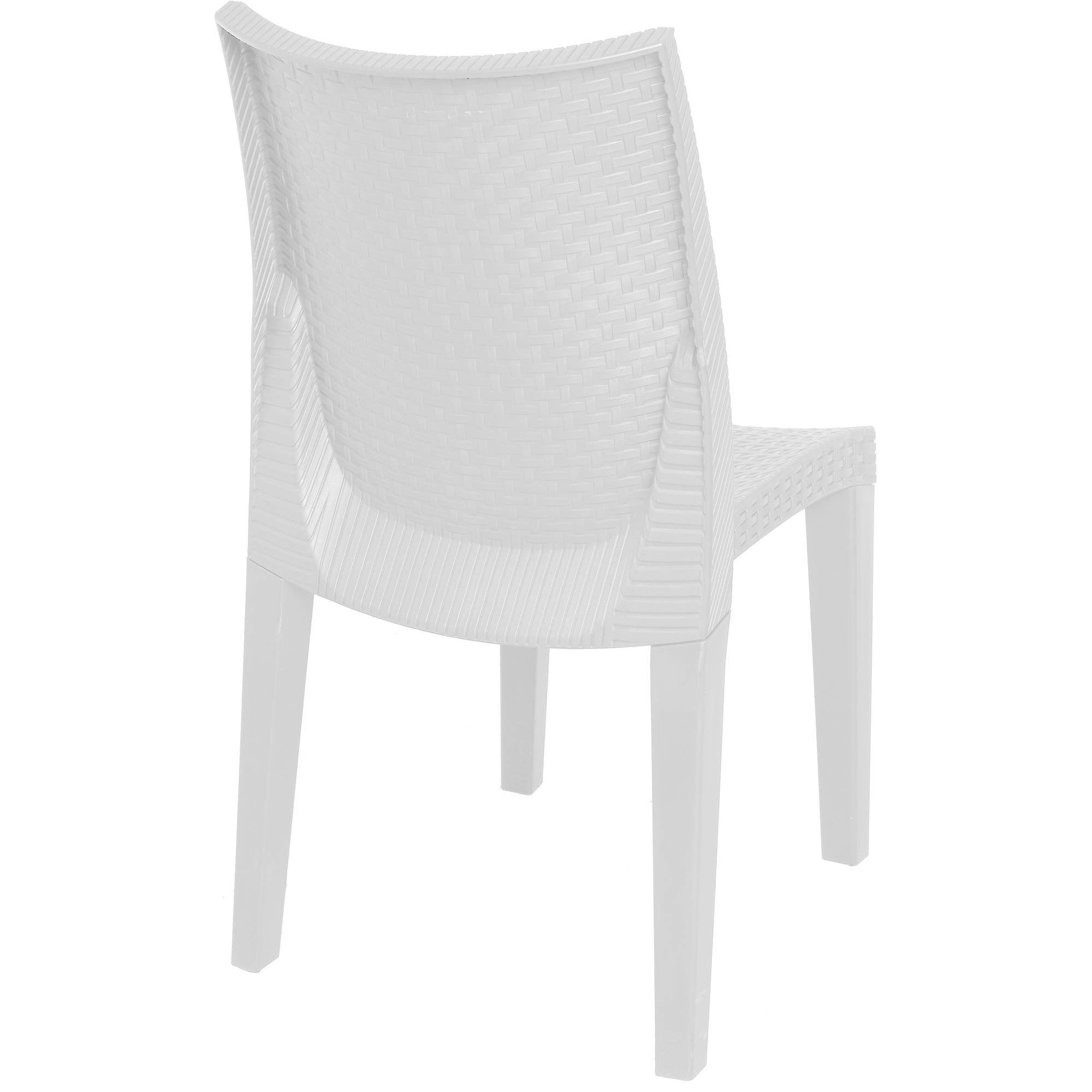 Sedia da esterno Ares, Seduta da giardino, Sedia per tavolo da pranzo, Poltrona outdoor effetto rattan, 100 % Made in Italy, Set da 4, Cm 48x55h86, Bianco