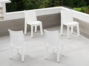 Sedia da esterno Ares, Seduta da giardino, Sedia per tavolo da pranzo, Poltrona outdoor effetto rattan, 100 % Made in Italy, Set da 4, Cm 48x55h86, Bianco