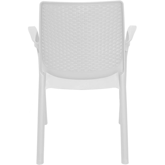 Sedia da esterno Anacleto, Seduta da giardino, Sedia per tavolo da pranzo, Poltrona outdoor effetto rattan, 100 % Made in Italy, Set da 4, Cm 54x60h82, Bianco
