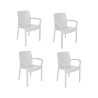 Sedia da esterno Anacleto, Seduta da giardino, Sedia per tavolo da pranzo, Poltrona outdoor effetto rattan, 100 % Made in Italy, Set da 4, Cm 54x60h82, Bianco