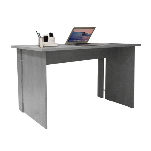 Scrivania 0, Scrittoio consolle moderno , Tavolo da studio o ufficio porta PC portalibri, Grigio Cemento, Cm 150x78xh75