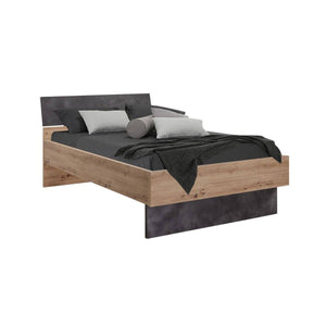 Letto piazza e mezza 0, Letto moderno in laminato bicolor, adatto per materasso 120x200 Cm, Made in Italy, Rovere e Grigio, Rovere e Grigio