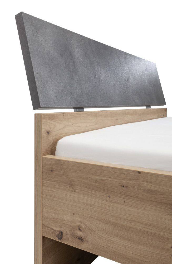 Letto piazza e mezza 0, Letto moderno in laminato bicolor, adatto per materasso 120x200 Cm, Made in Italy, Rovere e Grigio, Rovere e Grigio