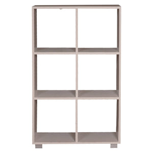 Libreria 0, Biblioteca a 6 scomparti, Scaffale da ufficio per libri, Mobile portalibri, Cm 60x24xh100, Rovere sbiancato