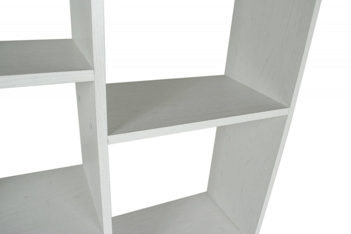 Libreria 0, Biblioteca a 7 scomparti, Scaffale da ufficio per libri, Mobile portalibri, Cm 80x24xh127, Rovere sbiancato