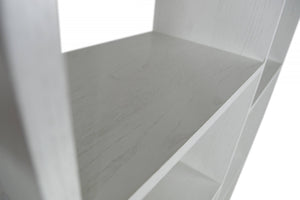 Libreria 0, Biblioteca a 7 scomparti, Scaffale da ufficio per libri, Mobile portalibri, Cm 80x24xh127, Rovere sbiancato