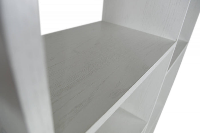 Libreria 0, Biblioteca a 7 scomparti, Scaffale da ufficio per libri, Mobile portalibri, Cm 80x24xh127, Rovere sbiancato