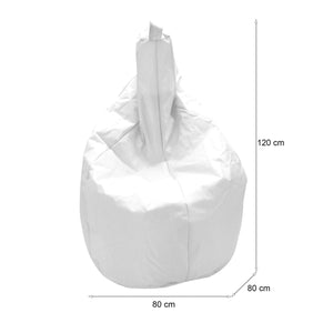 Pouf a sacco Angillina, colore bianco, Misure 80 x 120 x 80 cm