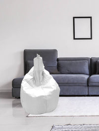 Pouf a sacco Angillina, colore bianco, Misure 80 x 120 x 80 cm