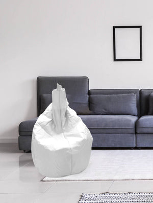 Pouf a sacco Angillina, colore bianco, Misure 80 x 120 x 80 cm