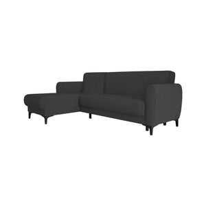 Divano letto Aber, Divano letto ad angolo con penisola reversibile, SofÒ  contenitore moderno con chaiselongue e 3 cuscini, Cm 230x153h85, Antracite