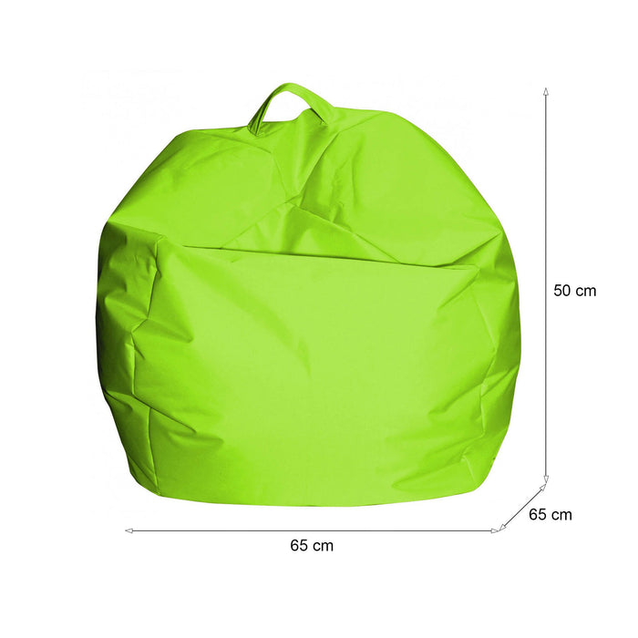 Pouf a sacco Ascia, colore verde, Misure 65 x 50 x 65 cm
