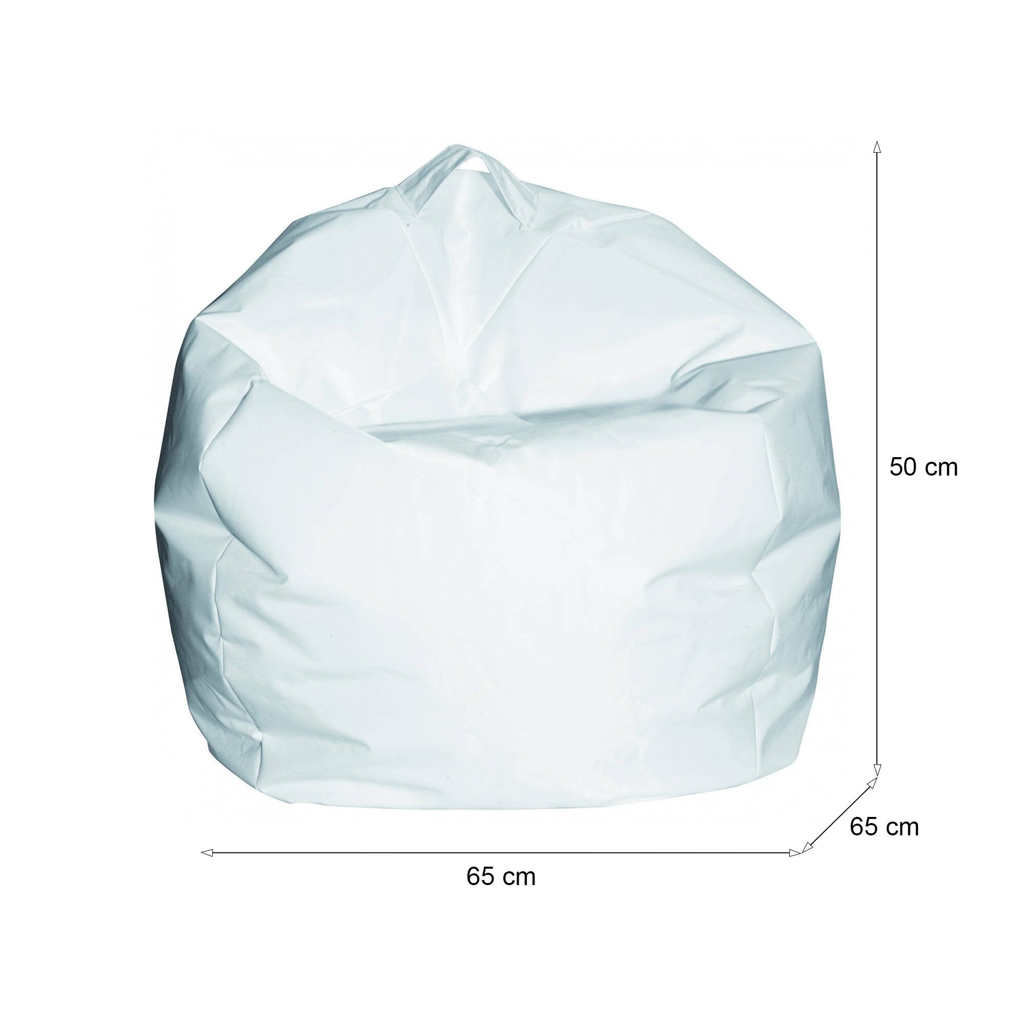 Pouf a sacco Ascia, colore bianco, Misure 65 x 50 x 65 cm