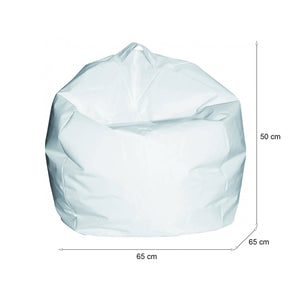 Pouf a sacco Ascia, colore bianco, Misure 65 x 50 x 65 cm