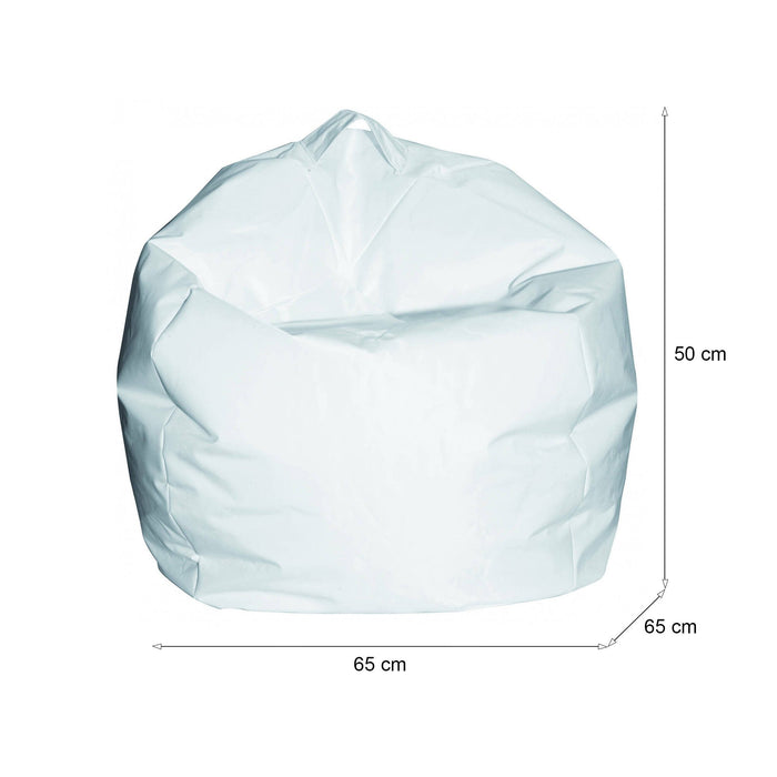 Pouf a sacco Ascia, colore bianco, Misure 65 x 50 x 65 cm