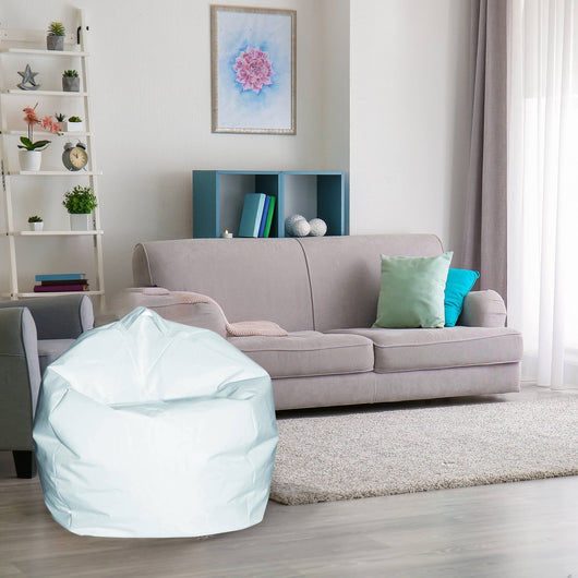 Pouf a sacco Ascia, colore bianco, Misure 65 x 50 x 65 cm