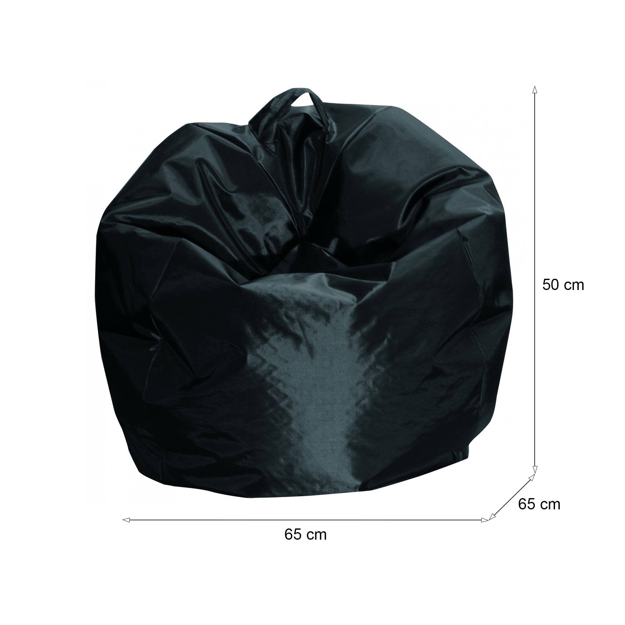 Pouf a sacco Ascia, colore nero, Misure 65 x 50 x 65 cm