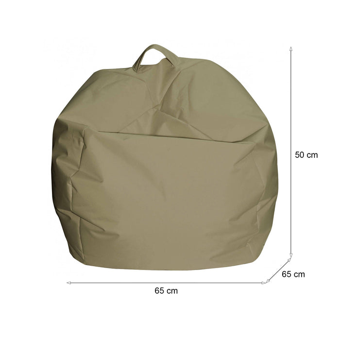 Pouf a sacco Ascia, colore beige, Misure 65 x 50 x 65 cm