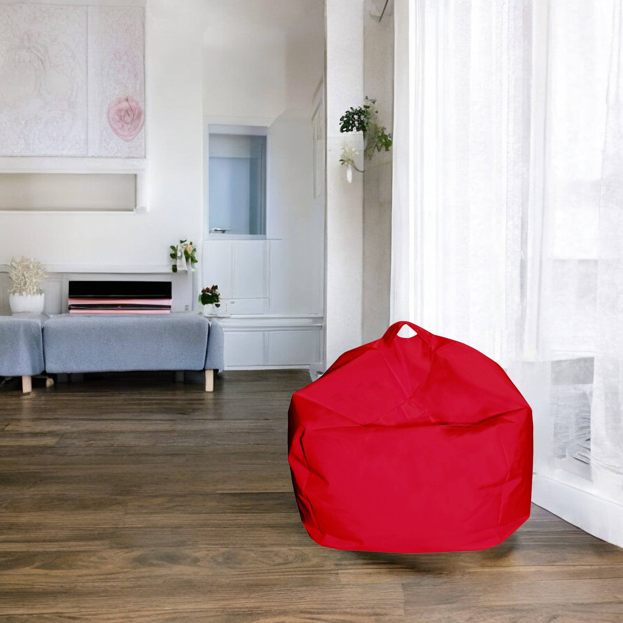 Pouf a sacco Ascia, colore rosso, Misure 65 x 50 x 65 cm