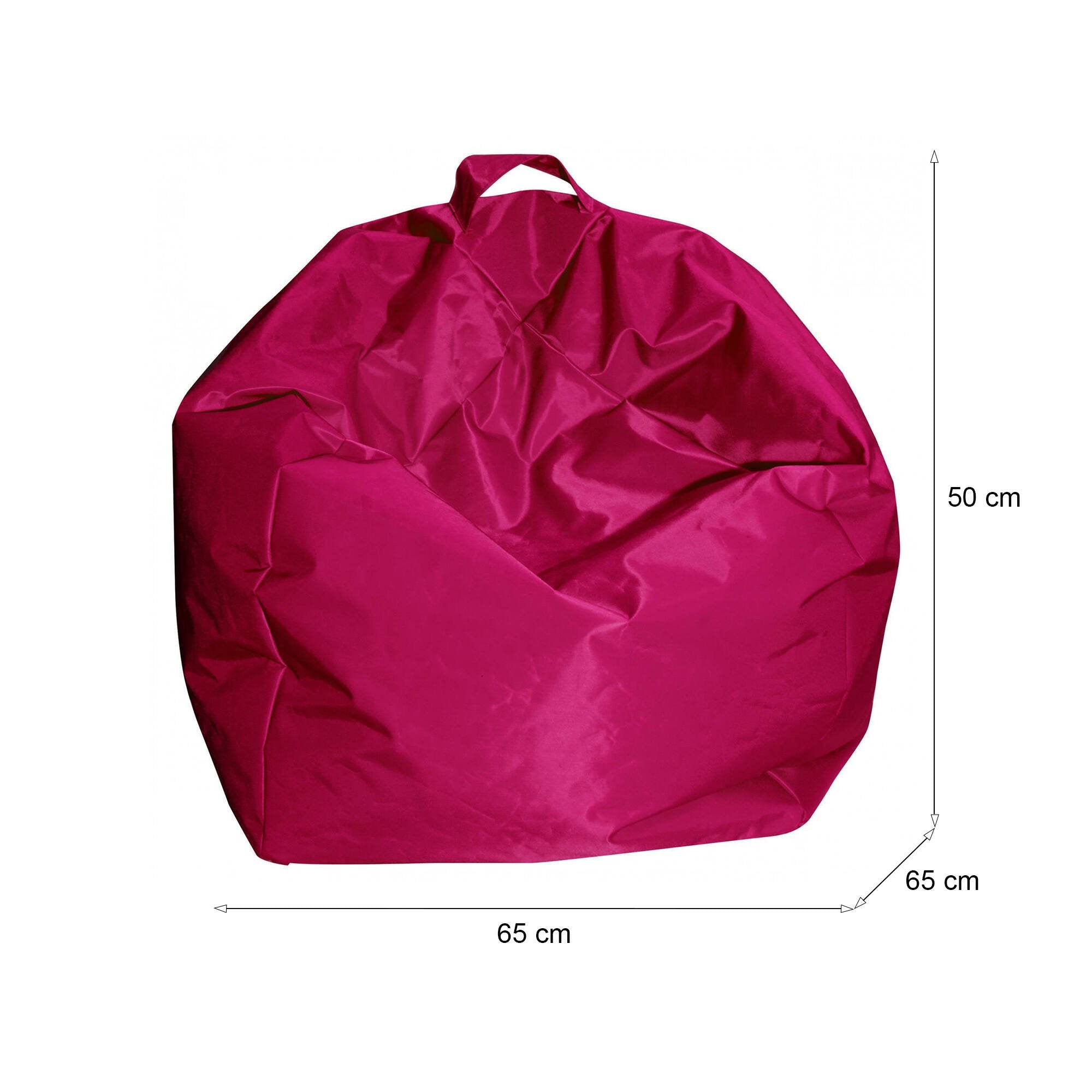 Pouf a sacco Ascia, colore fucsia, Misure 65 x 50 x 65 cm