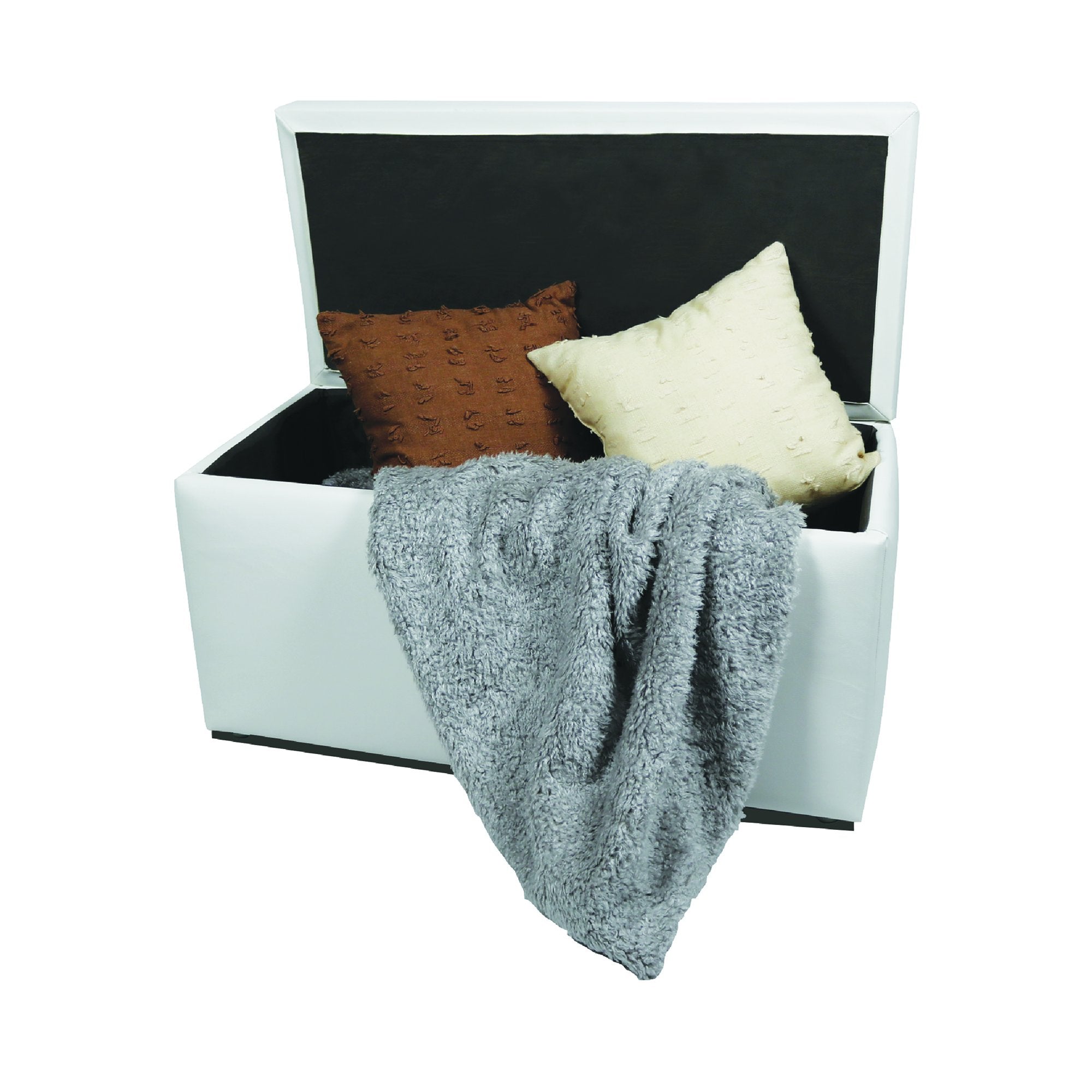 Pouf contenitore in Felicita, colore bianco, Misure 90 x 45 x 45 cm