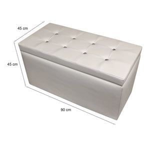 Pouf contenitore in Felicita, colore bianco, Misure 90 x 45 x 45 cm