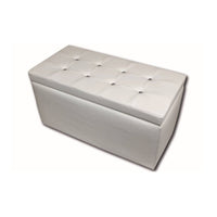 Pouf contenitore in Felicita, colore bianco, Misure 90 x 45 x 45 cm