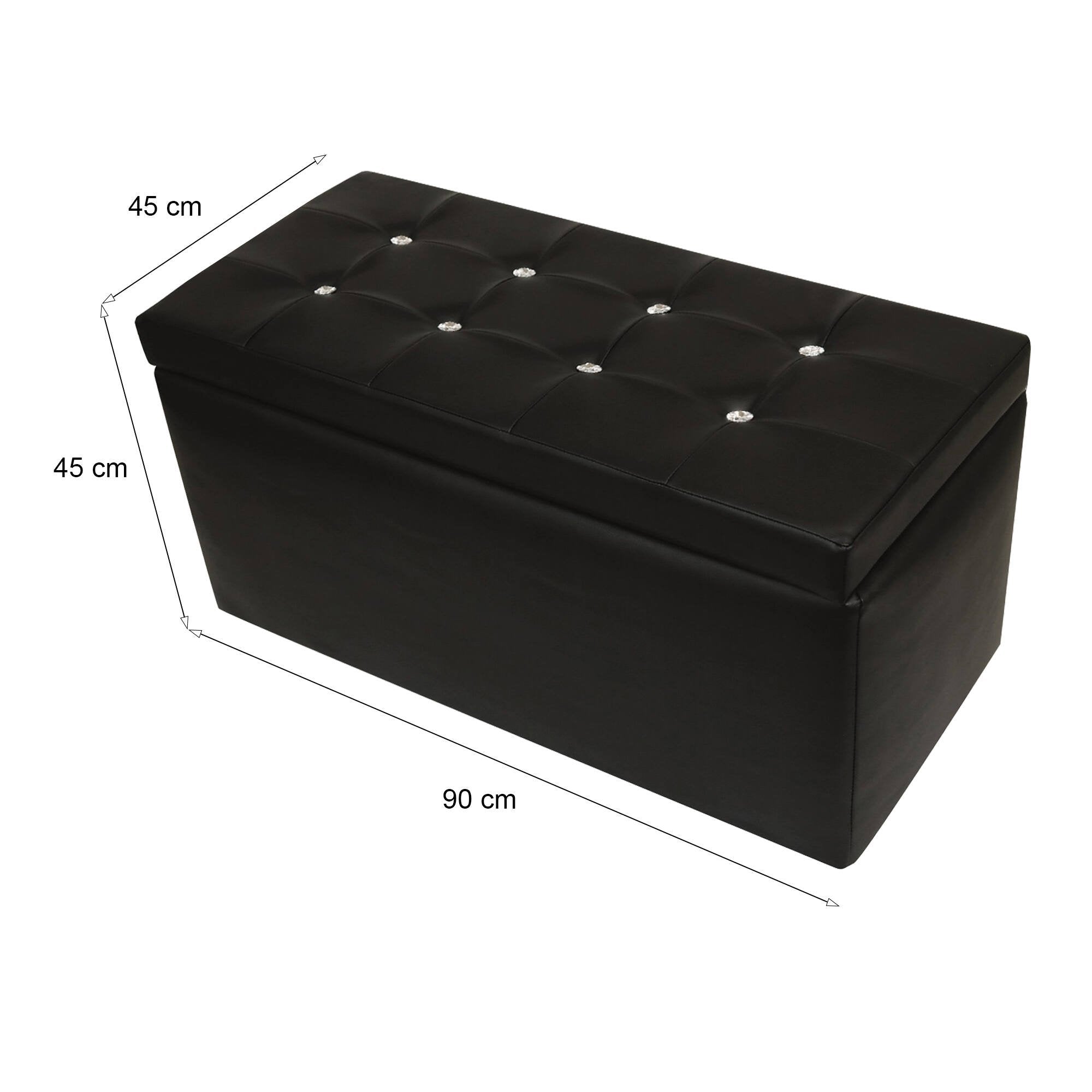 Pouf contenitore in Felicita, colore nero, Misure 90 x 45 x 45 cm