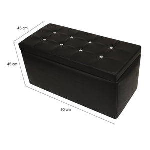 Pouf contenitore in Felicita, colore nero, Misure 90 x 45 x 45 cm