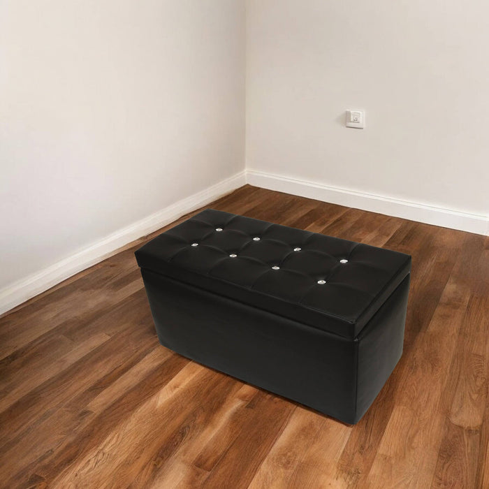 Pouf contenitore in Felicita, colore nero, Misure 90 x 45 x 45 cm