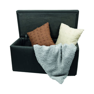 Pouf contenitore in Felicita, colore grigio, Misure 90 x 45 x 45 cm