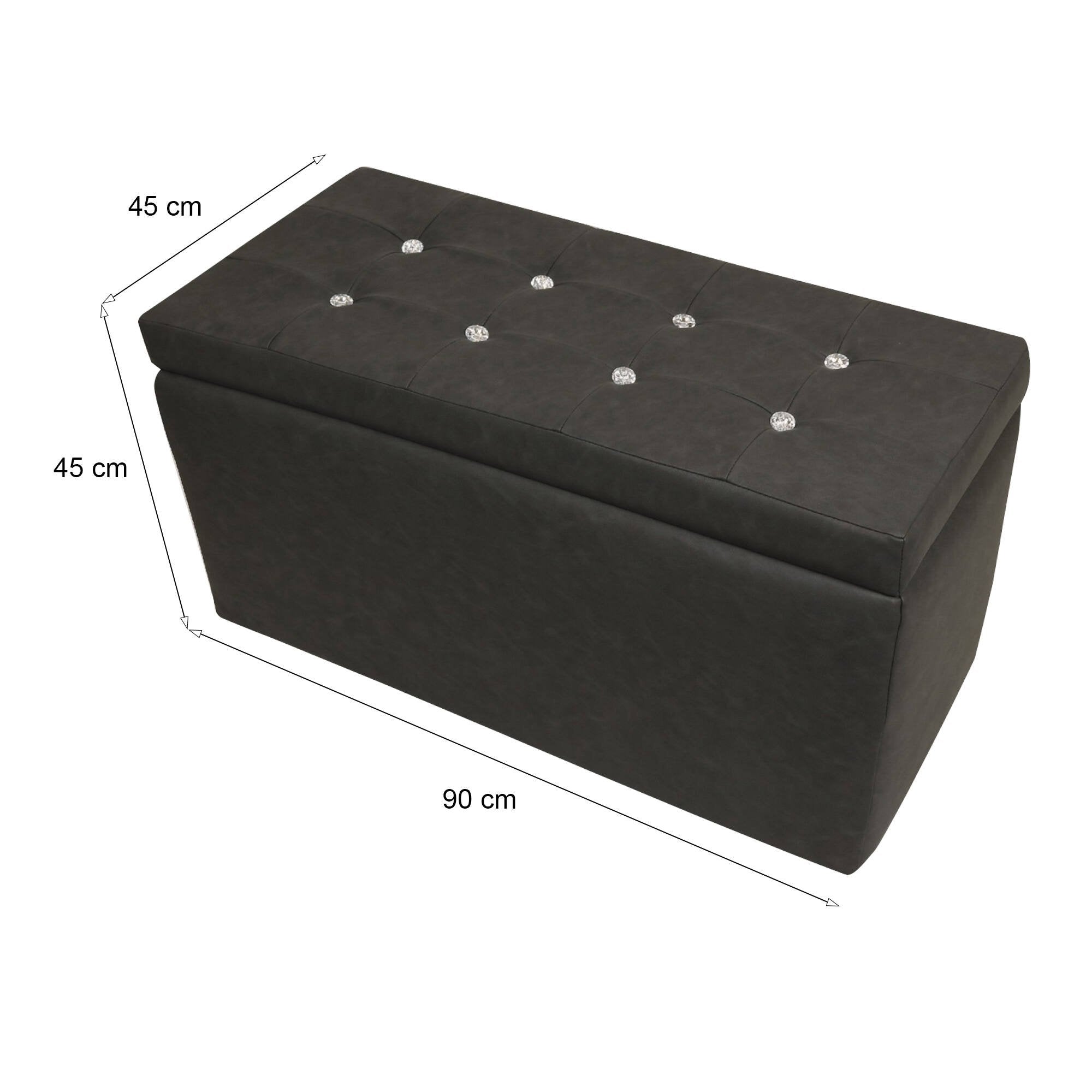 Pouf contenitore in Felicita, colore grigio, Misure 90 x 45 x 45 cm