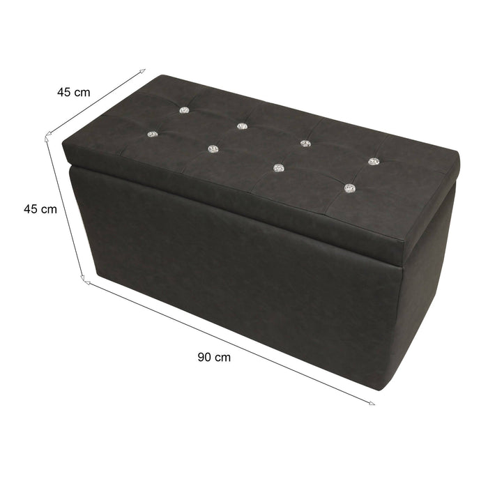 Pouf contenitore in Felicita, colore grigio, Misure 90 x 45 x 45 cm