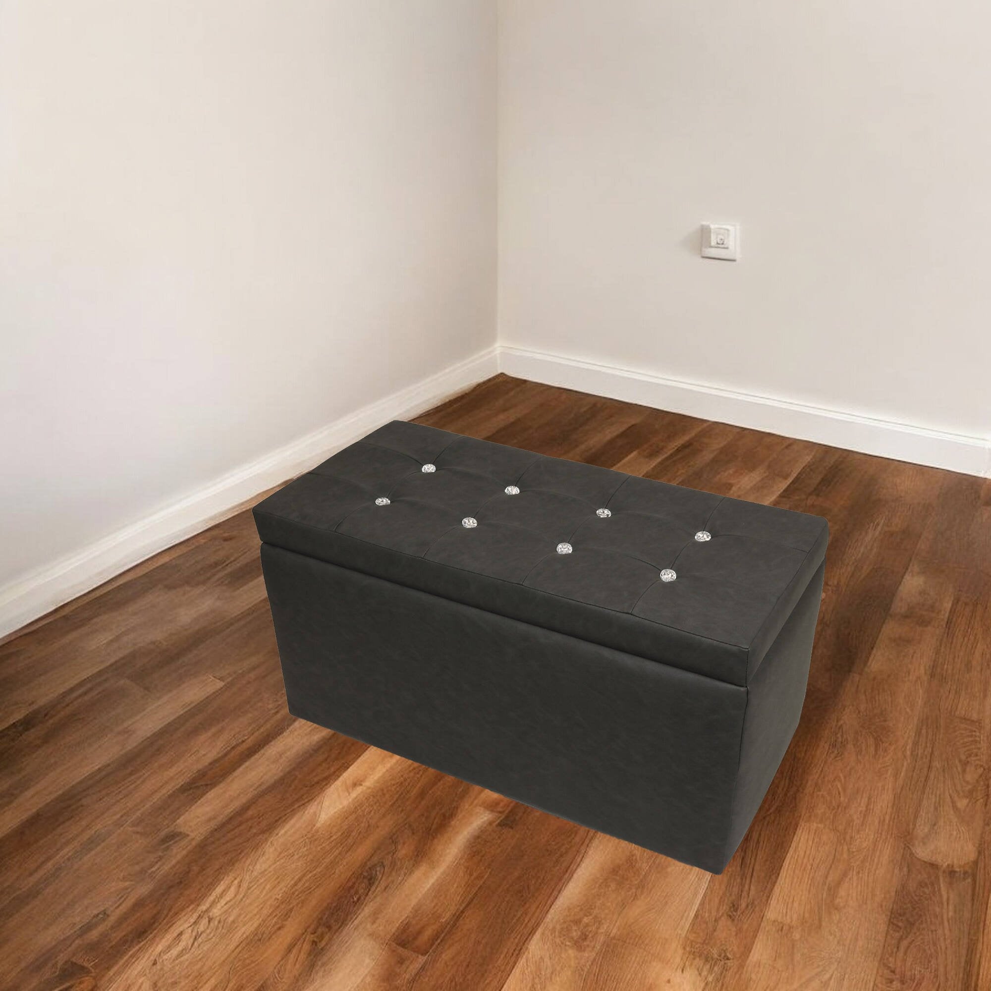 Pouf contenitore in Felicita, colore grigio, Misure 90 x 45 x 45 cm