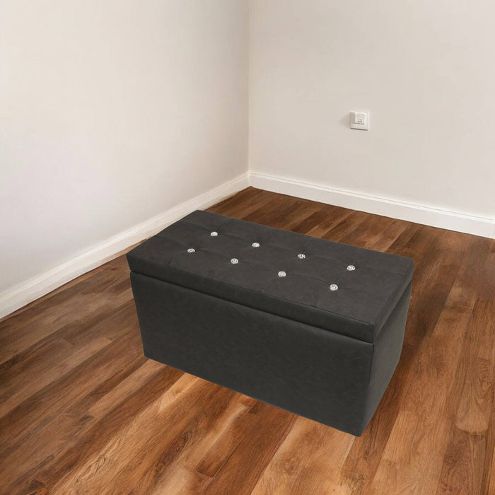 Pouf contenitore in Felicita, colore grigio, Misure 90 x 45 x 45 cm